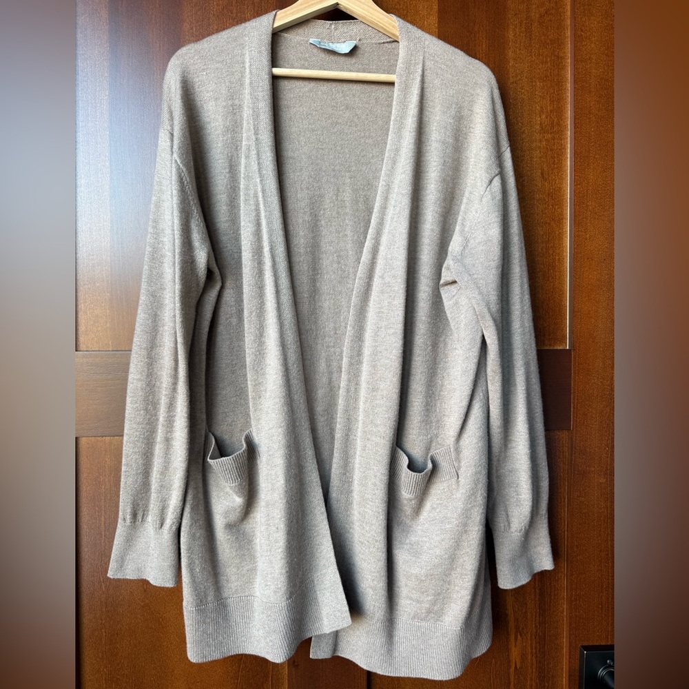 Women’s Member’s Mark Tan Cashmere Blend Open Front Cardigan Size Large